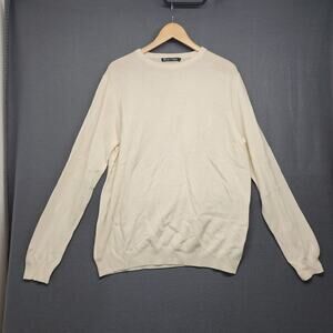 WoolOvers Sweater Mens Large Cream Crewneck Knit Pullover Long Sleeve Classic